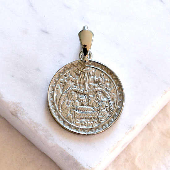 Silver Nativity Medallion